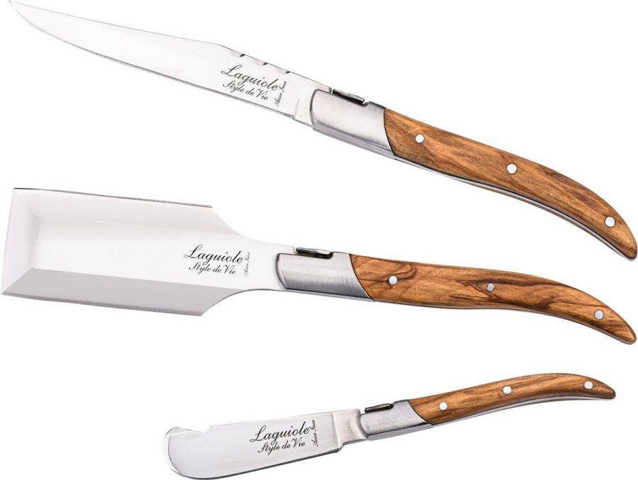 Laguiole Style de Vie charcuterieset 3-delig Olijfhout
