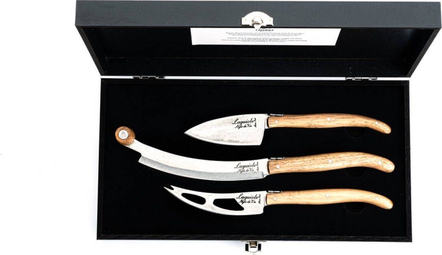 Laguiole Style de Vie Kaasmessen Kaasmessenset Luxury Line Eikenhout Stonewash 3 Stuks