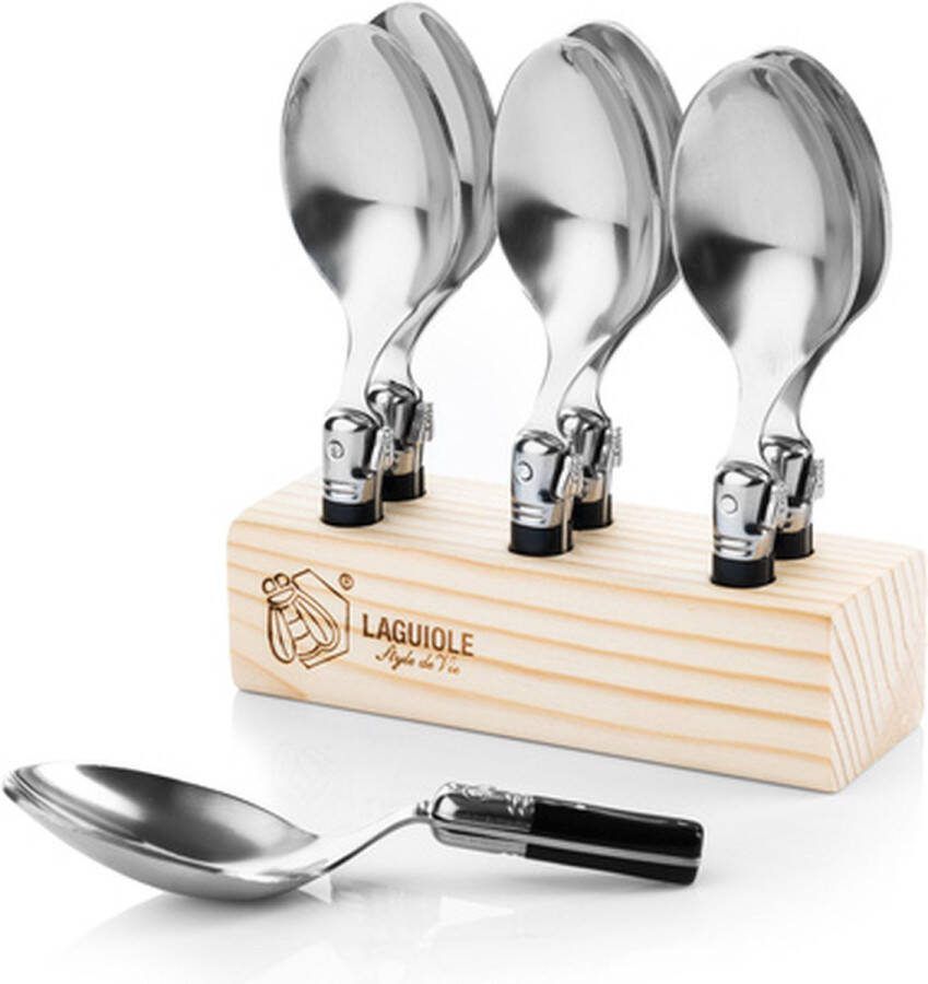 Laguiole Style de Vie LAGUIOLE Premium Line Amuse Lepels 6 st Zwart