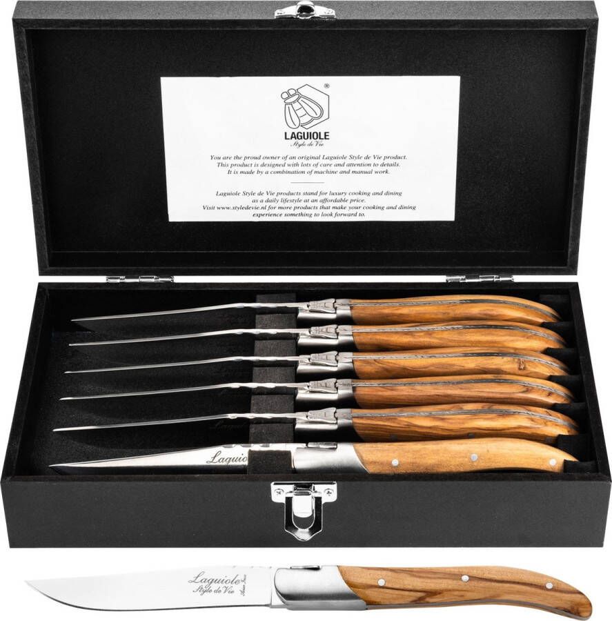 Laguiole Style de Vie Steakmessen Luxury Line Olijfhout 6 stuks