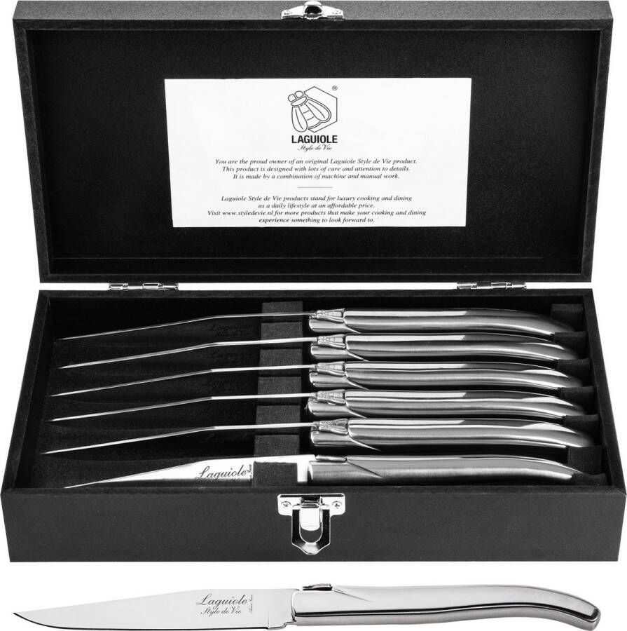 Laguiole Style de Vie Steakmessen Luxury Line RVS 6 stuks