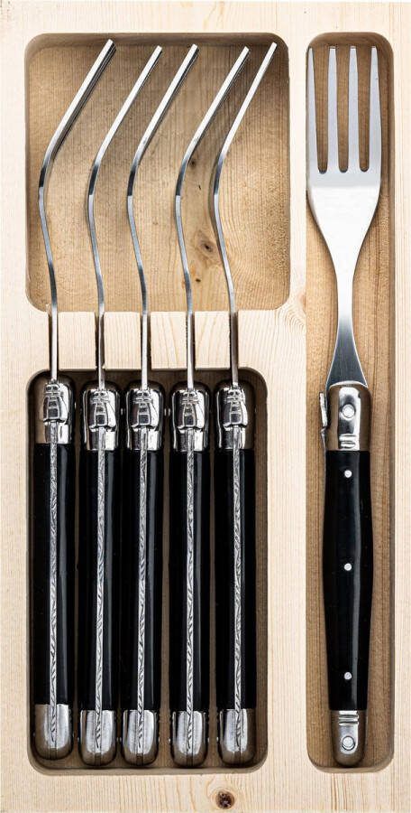 Laguiole Style de Vie Vorken Premium Line 6-delig Zwart Nieuw model