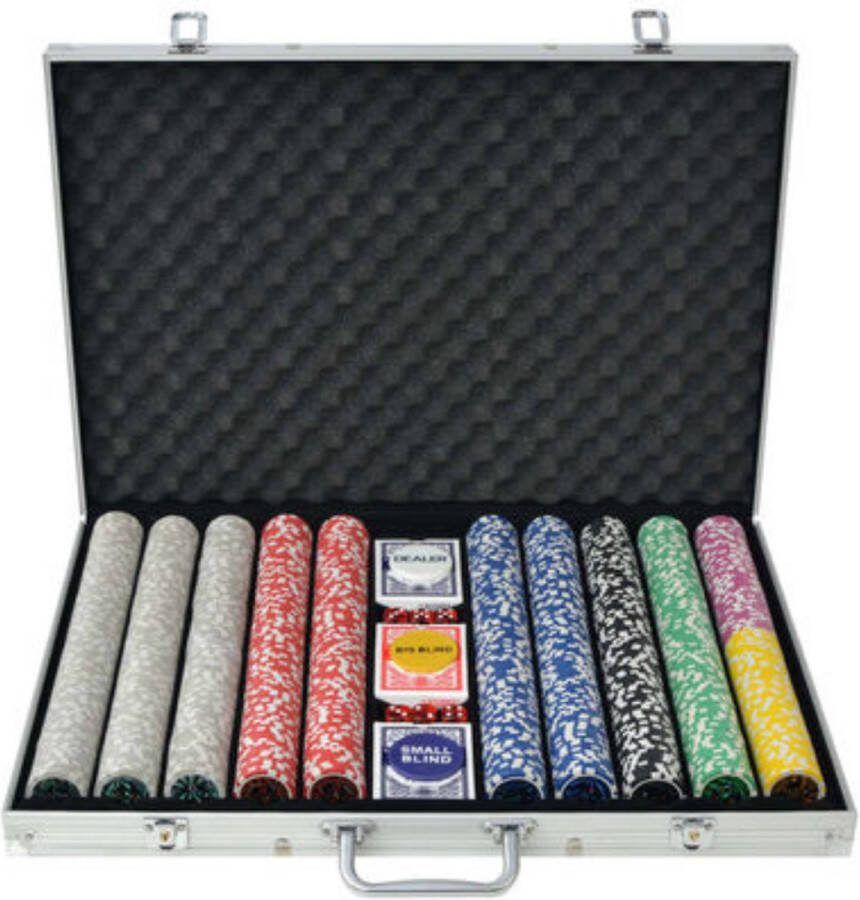 LAHA Pokerset Poker Pokersets- Poker Fiches Poker Set Pokerset 1000 Fiches 11 5 Gram Laserchips Pokerset Volwassenen