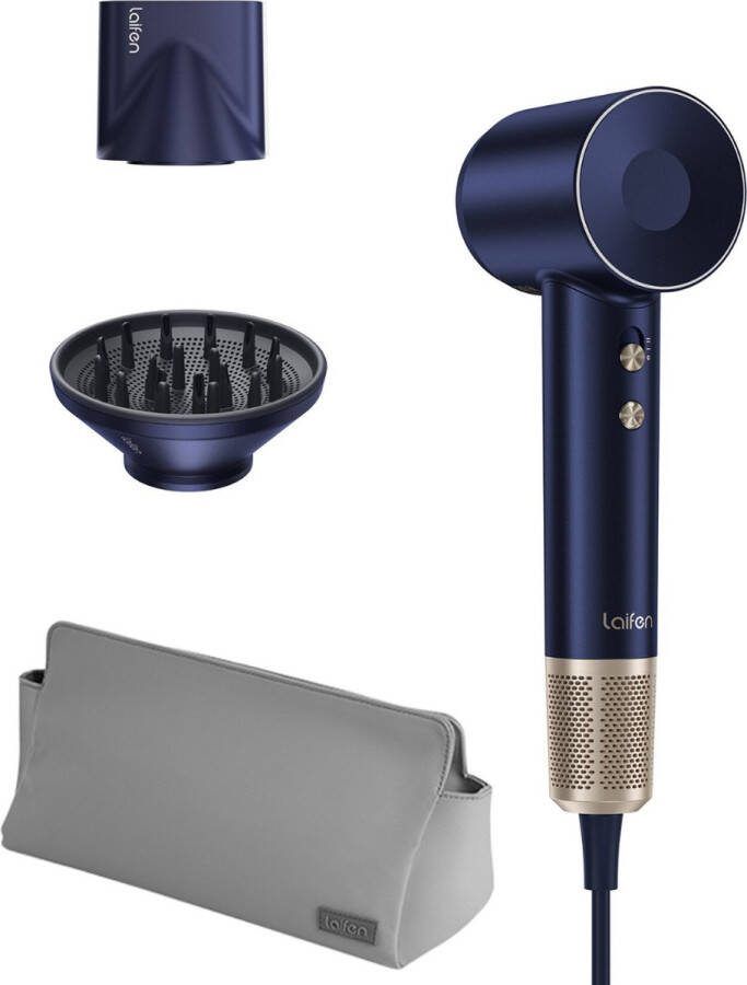 Laifen Swift Premium Föhn Donkerblauw Goud Haardroger met ionische technologie 3 warmtestanden