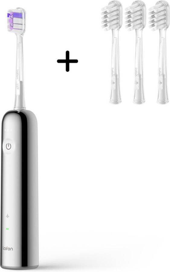 Laifen Wave Elektrische tandenborstel RVS Oscillerende en Vibrerende functie Met 3 extra Gum Care opzetborstels