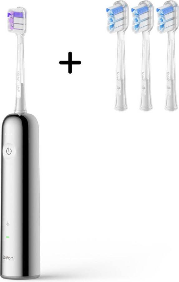 Laifen Wave Elektrische tandenborstel RVS Oscillerende en Vibrerende functie Met 3 extra Super Clean opzetborstels