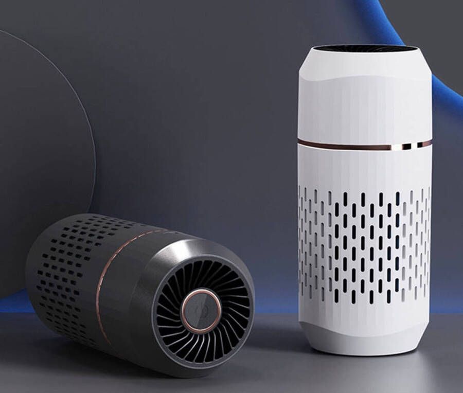 L'air Pur Luchtreiniger | Air purifier | Air cleaner met HEPA H13 filter | Ionisator | UV-C | Actief koolstoffilter Mini Air purifier met UV-C | Actief koolstoffilter 3 standen Stille slaapmodus (23dB) 5.4W Oplaadbaar LED Zwart