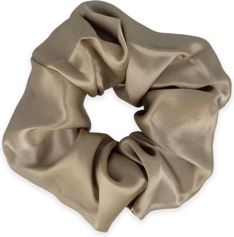 Lajetti 100% Zijden Scrunchie Goudbruin Moerbei Zijde Haarelastiek