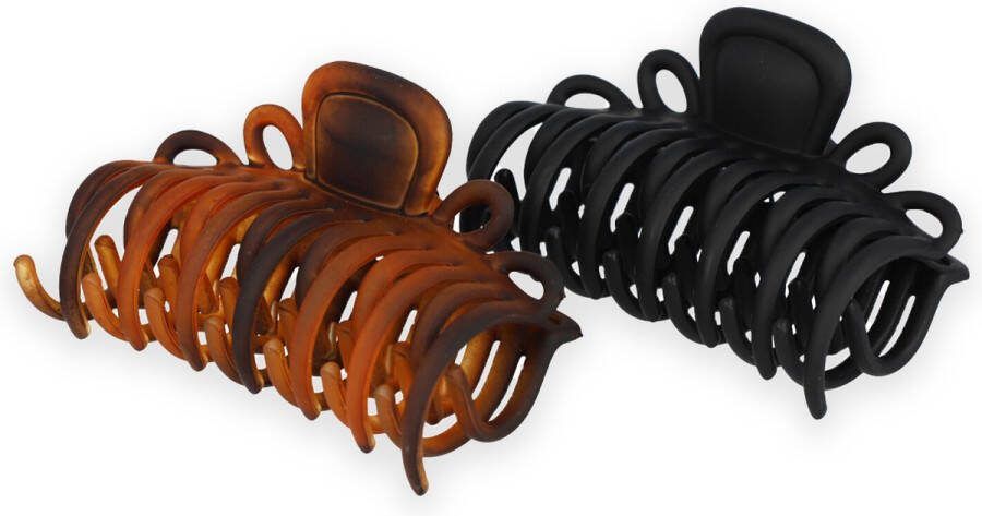 Lajetti 2 stuks Haarklemmen Basic Haarklem Zwart en Bruin Middel Groot Cadeauverpakking