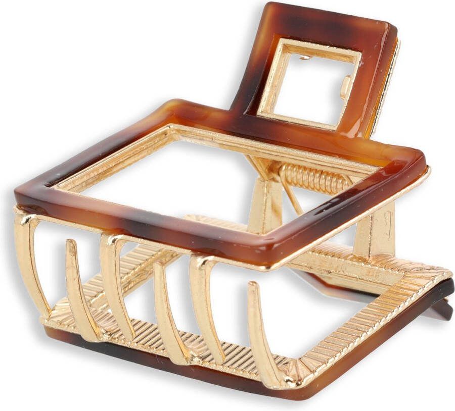 Lajetti Metalen Haarklem Klein Goud met Bruin Dames Hairclip