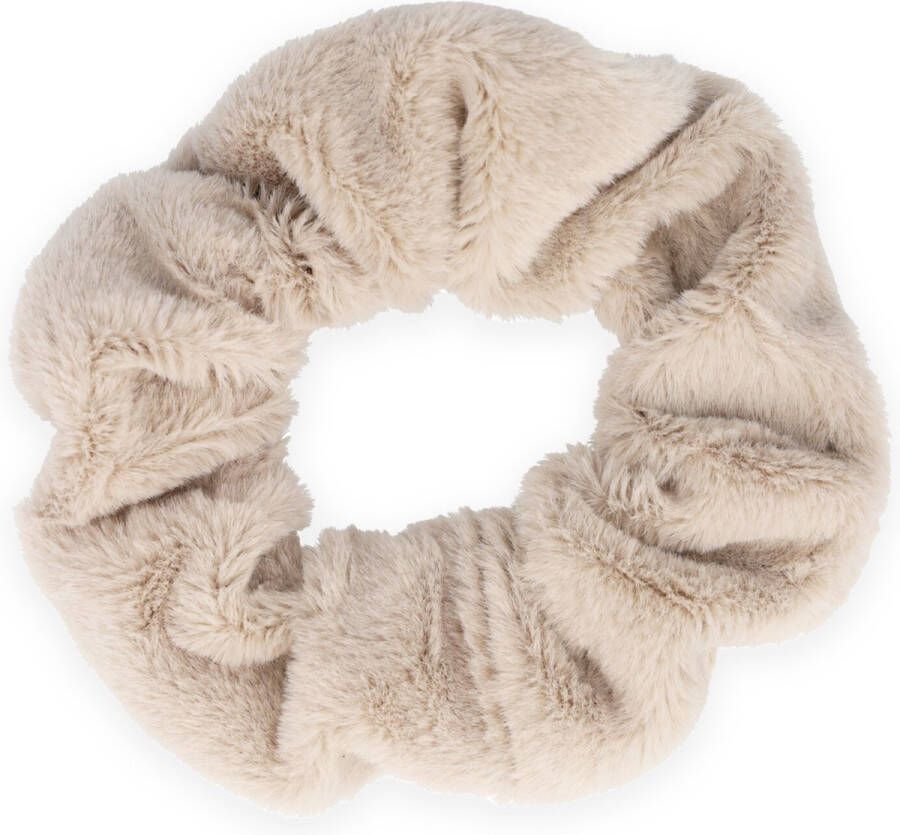 Lajetti Scrunchie Fluffy Taupe Extra Vol en Luxe Haarwokkel Haarelastiek