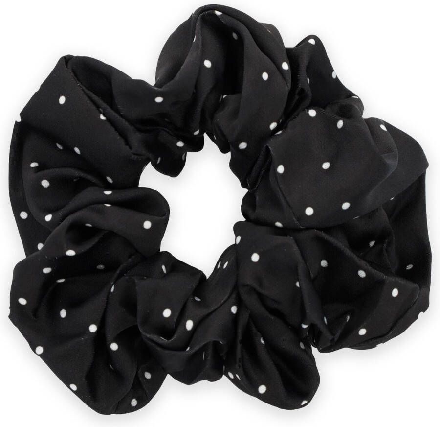 Lajetti Scrunchie Zwart met Wit Gestipt Haarelastiek Haaraccessoire 1 stuk
