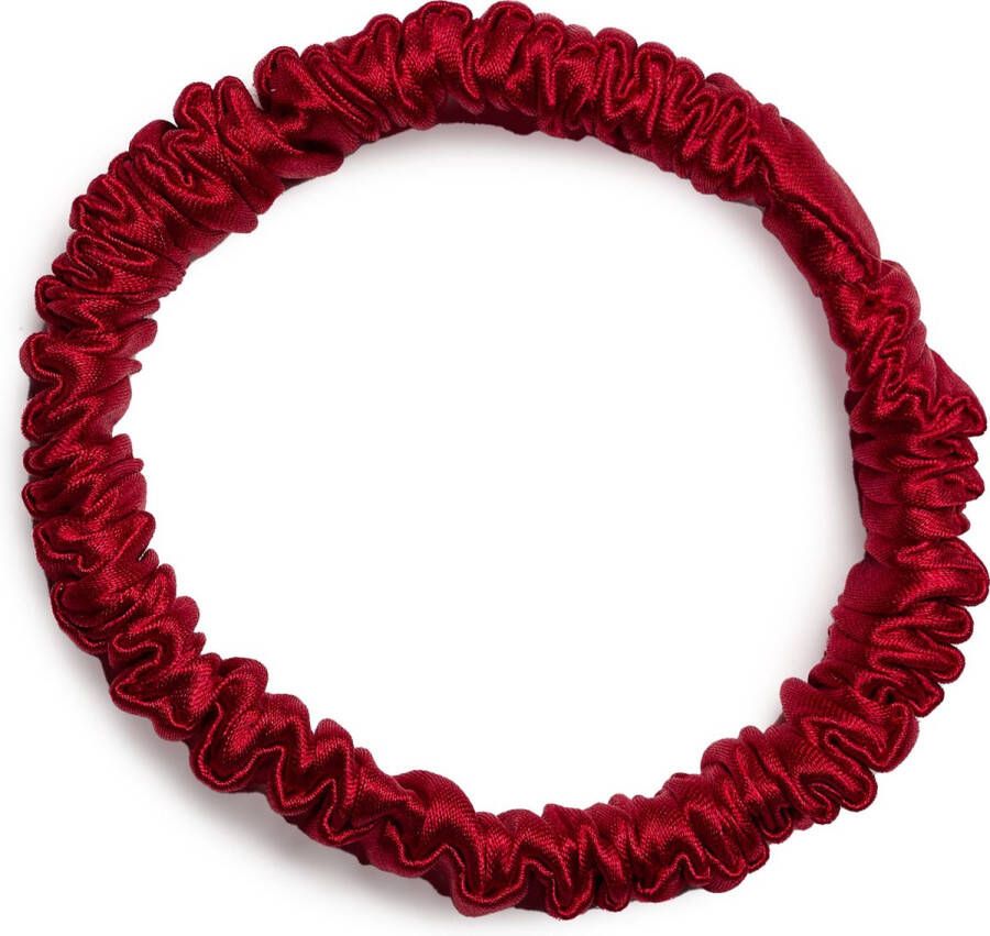 Lajetti 100% Zijden Haarelastiek Bordeaux Rood Silk Skinny Zijde Scrunchie Moerbei