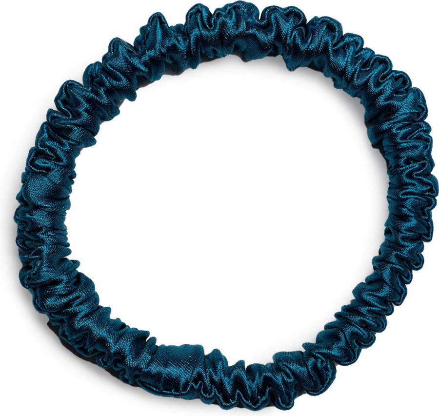 Lajetti 100% Zijden Haarelastiek Oceaanblauw Silk Skinny Zijde Scrunchie Moerbei