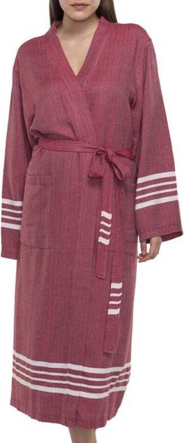 Lalay Hamam Badjas Krem Sultan Bordeaux S unisex hotelkwaliteit sauna badjas luxe badjas dunne zomer badjas ochtendjas