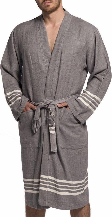 Lalay Hamam Badjas Krem Sultan Dark Grey S unisex hotelkwaliteit sauna badjas luxe badjas dunne zomer badjas ochtendjas