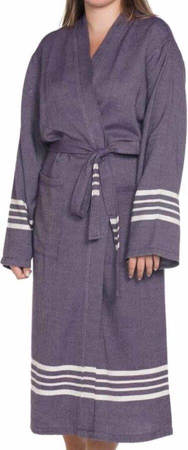 Lalay Hamam Badjas Krem Sultan Dark Purple M unisex hotelkwaliteit sauna badjas luxe badjas dunne zomer badjas ochtendjas
