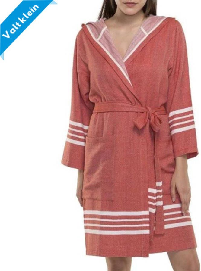Lalay Hamam Badjas Sun Brick S korte sauna badjas met capuchon korte ochtendjas korte duster dunne badjas unisex badjas