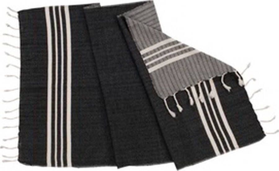 Lalay Kleine Hamamdoek Krem Sultan Black 100x50cm dunne katoenen handdoek sneldrogende saunahanddoek (niet geschikt als lendendoek)