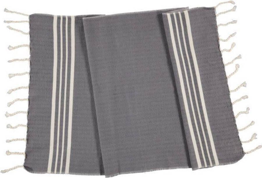 Lalay Kleine Hamamdoek Krem Sultan Dark Grey 100x50cm dunne katoenen handdoek sneldrogende saunahanddoek (niet geschikt als lendendoek)