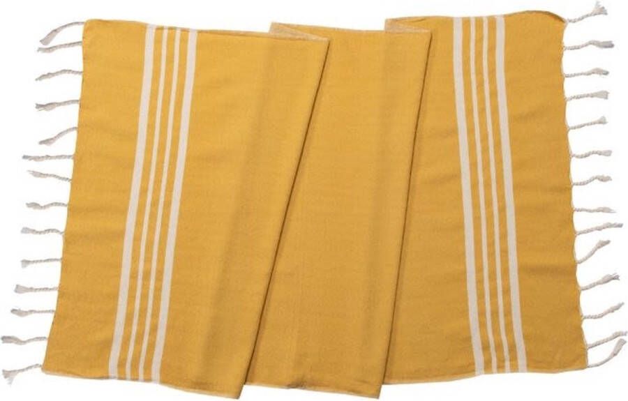 Lalay Kleine Hamamdoek Krem Sultan Mustard Yellow 100x50cm dunne katoenen handdoek sneldrogende saunahanddoek (niet geschikt als lendendoek)