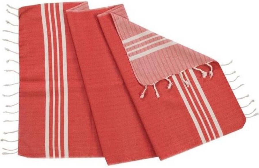 Lalay Kleine Hamamdoek Krem Sultan Red 100x50cm dunne katoenen handdoek sneldrogende saunahanddoek (niet geschikt als lendendoek)