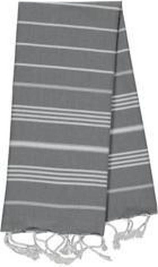 Lalay Kleine Hamamdoek Leyla Dark Grey 100x50cm dunne katoenen handdoek sneldrogende saunahanddoek (niet geschikt als lendendoek)