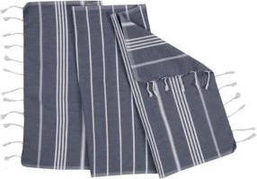 Lalay Kleine Hamamdoek Leyla Navy 100x50cm dunne katoenen handdoek sneldrogende saunahanddoek (niet geschikt als lendendoek)