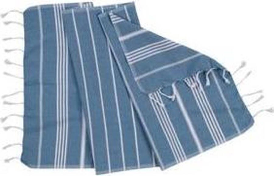 Lalay Kleine Hamamdoek Leyla Petrol Blue 100x50cm dunne katoenen handdoek sneldrogende saunahanddoek (niet geschikt als lendendoek)