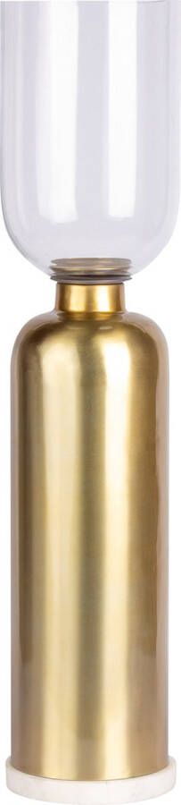 Kayoom Kandelaar Vloerkandelaar Shyam 225 Vloerkaarsenhouder van metaal marmeren voet windlicht van glas