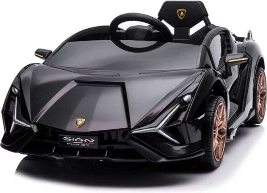 Lamborghini Elektrische Kinderauto Sian Zwart Accuvoertuig 12V Accu Op Afstand Bestuurbaar Veilig Voor Kinderen
