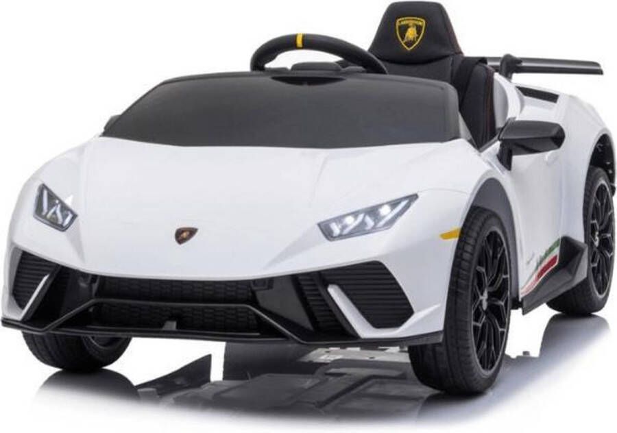 Lamborghini Hurucan Elektrische Kinderauto Wit 1 Peroons Kinderauto 12v met Afstandsbediening Muziek Modulen Kunst Leder zitje Rubberen EVA Banden