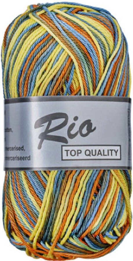Lammy Yarns 5 bollen Rio multi blauw geel 635 gemêleerd haakkatoen