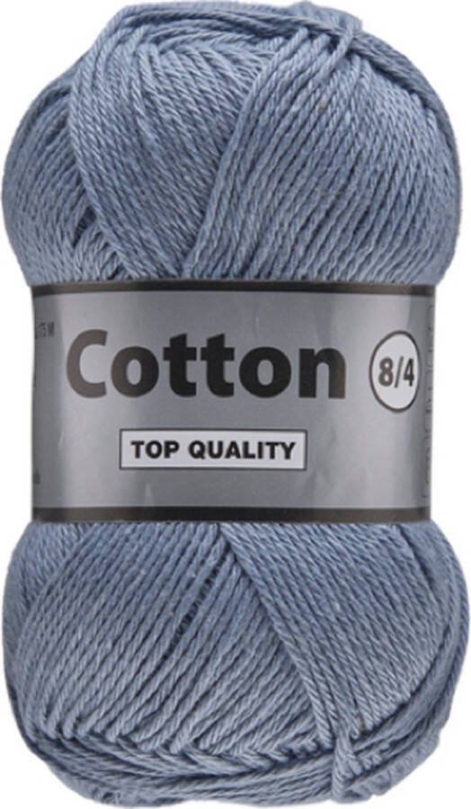 Lammy Yarns blauw grijs (839) katoen breigaren haakgaren Cotton eight 8 4 1 bol