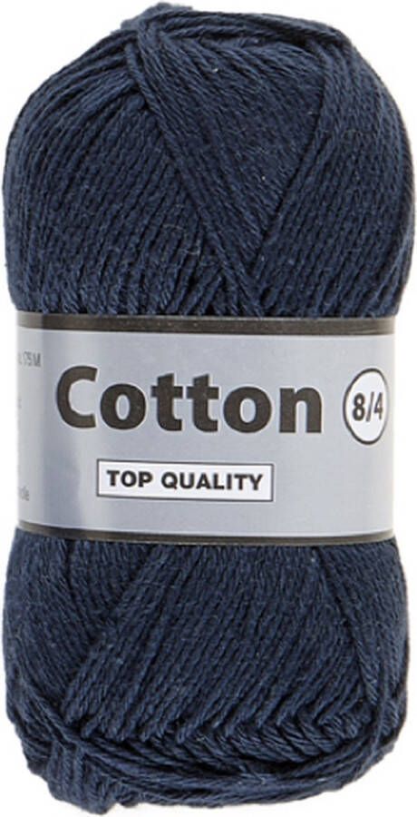 Lammy Yarns Cotton eight 8 4 5 bollen van 50 gram donker blauw (892) dun katoen garen