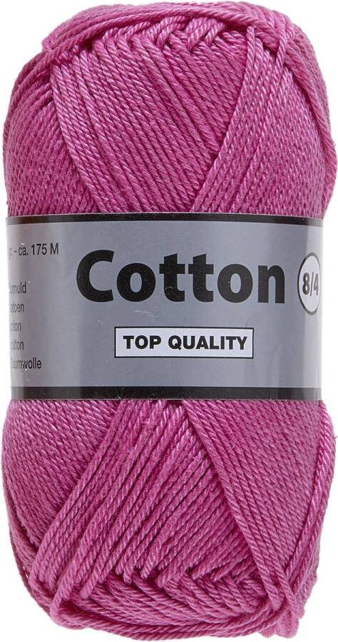 Lammy Yarns Cotton eight 8 4 5 bollen van 50 gram fuchsia (014) dun katoen garen