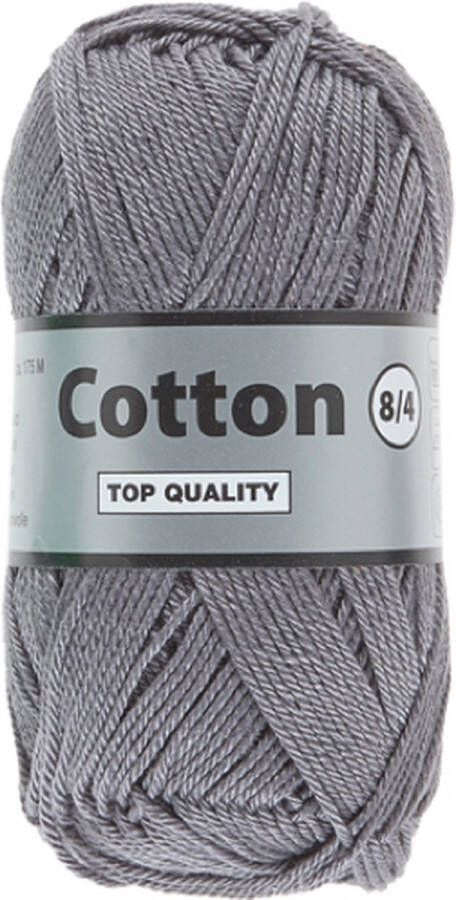Lammy Yarns Cotton eight 8 4 5 bollen van 50 gram grijs (004) dun katoen garen