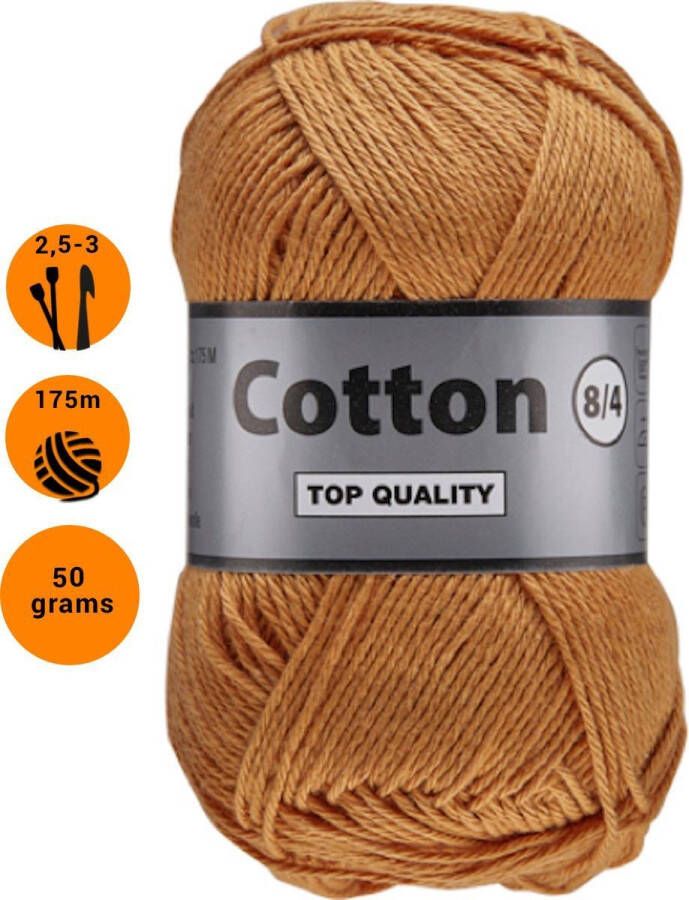 Lammy Yarns Cotton eight 8 4 dun katoen garen bruin (116) pendikte 2 5 a 3mm 1 bol van 50 gram