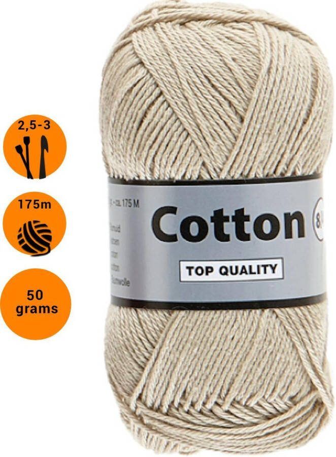 Lammy Yarns Cotton eight 8 4 dun katoen garen bruin beige (791) pendikte 2 5 a 3mm 1 bol van 50 gram