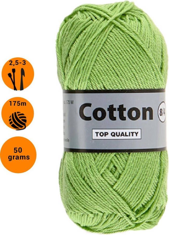 Lammy Yarns Cotton eight 8 4 dun katoen garen groen (046) pendikte 2 5 a 3mm 1 bol van 50 gram