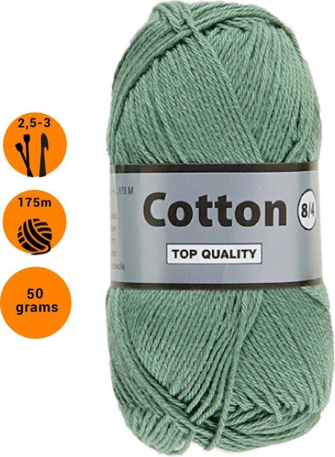 Lammy Yarns Cotton eight 8 4 dun katoen garen groen (375) pendikte 2 5 a 3mm 1 bol van 50 gram