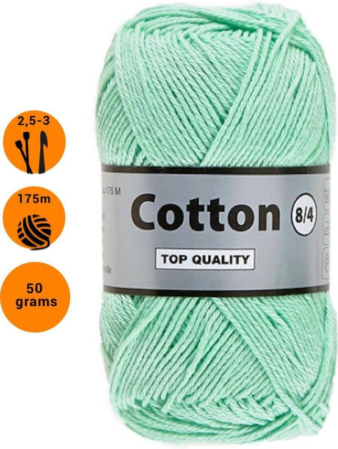 Lammy Yarns Cotton eight 8 4 dun katoen garen groen (841) pendikte 2 5 a 3mm 1 bol van 50 gram