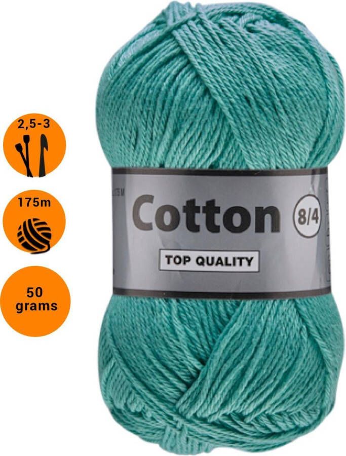 Lammy Yarns Cotton eight 8 4 dun katoen garen groen blauw (853) pendikte 2 5 a 3mm 1 bol van 50 gram