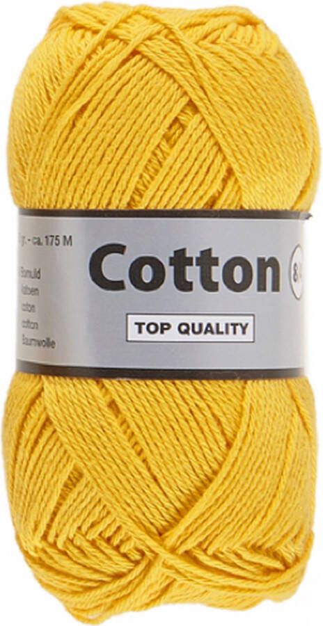 Lammy Yarns Cotton eight 8 4 dun katoen garen honing geel (372) 1 bol