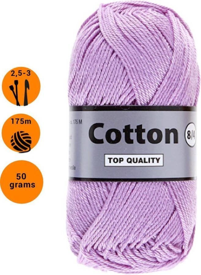 Lammy Yarns Cotton eight 8 4 dun katoen garen lila (740) pendikte 2 5 a 3mm 1 bol van 50 gram