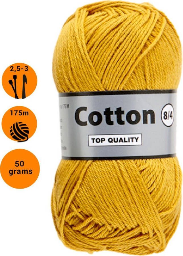 Lammy Yarns Cotton eight 8 4 dun katoen garen oker geel (846) pendikte 2 5 a 3mm 1 bol van 50 gram