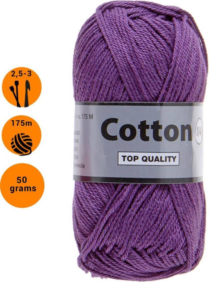 Lammy Yarns Cotton eight 8 4 dun katoen garen paars (064) pendikte 2 5 a 3mm 1 bol van 50 gram