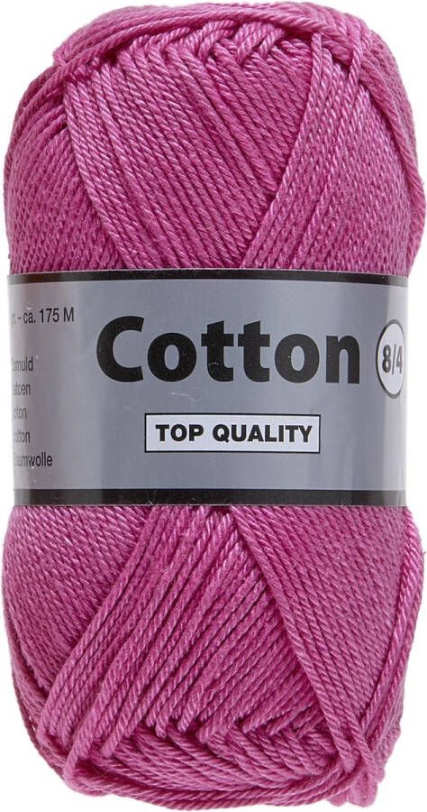 Lammy Yarns Cotton eight 8 4 fuchsia (014) 1 bol van 50 gram dun katoen garen