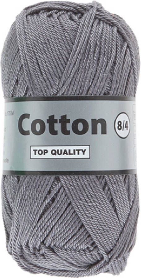 Lammy Yarns Cotton eight 8 4 grijs (004) 1 bol van 50 gram dun katoen garen