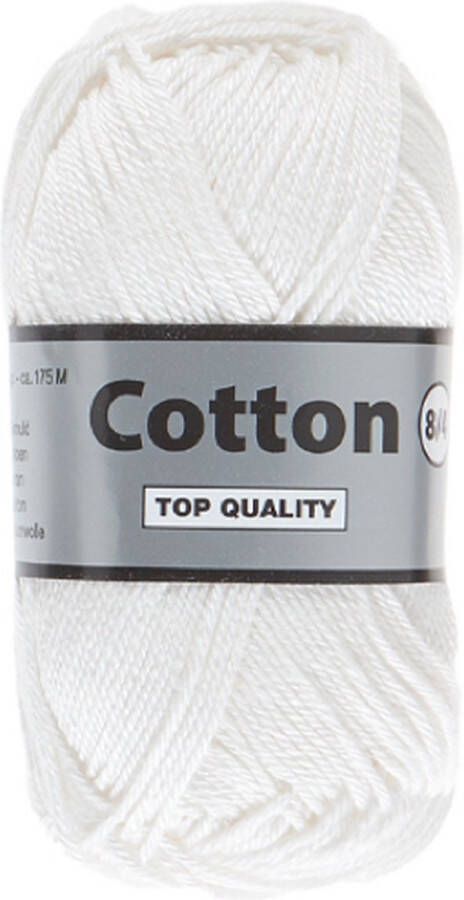 Lammy Yarns Cotton Eight 8 4 ivoor (844) 1 bol van 50 gram dun katoen garen